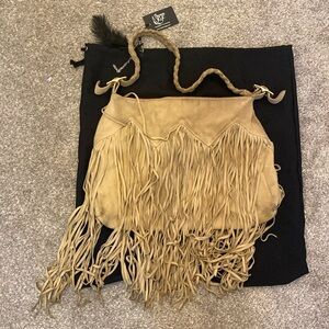 Tan Leather Fringe Bag